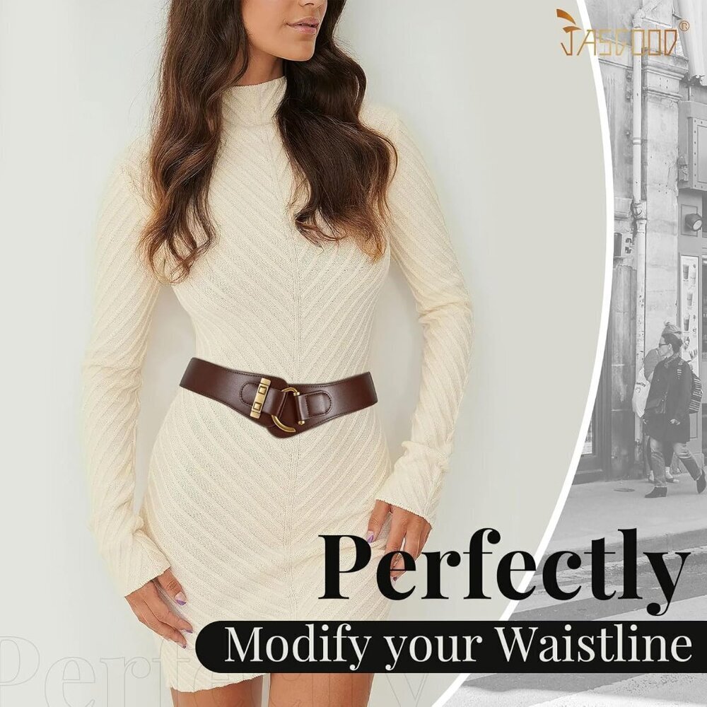 Women's Vintage Stretchy Waist Belt Elastic Wide Waistband for Dresses - Picture 5 of 8